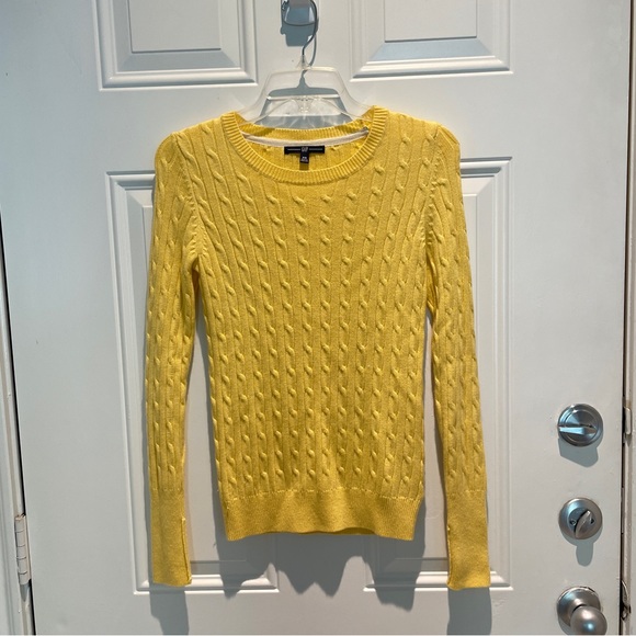 GAP Sweaters - Gap Yellow Cable Knit Sweater Size XS, Scoopneck Rabbit Hair Sunny Casual